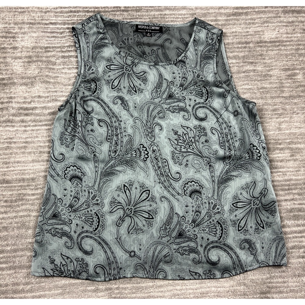 Kasper Light Blue Paisley Tank Top